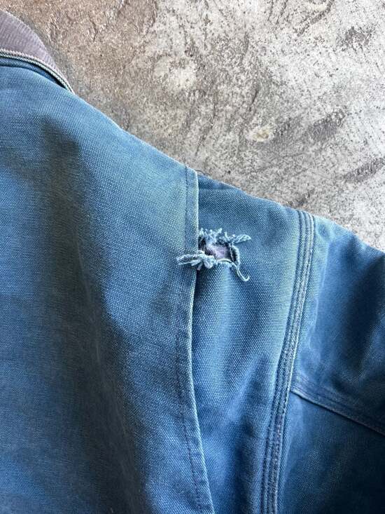 Vintage 90s Carhartt Detroit Jacket Navy Blue Blanket Lined Jacket - Picture 8 of 8